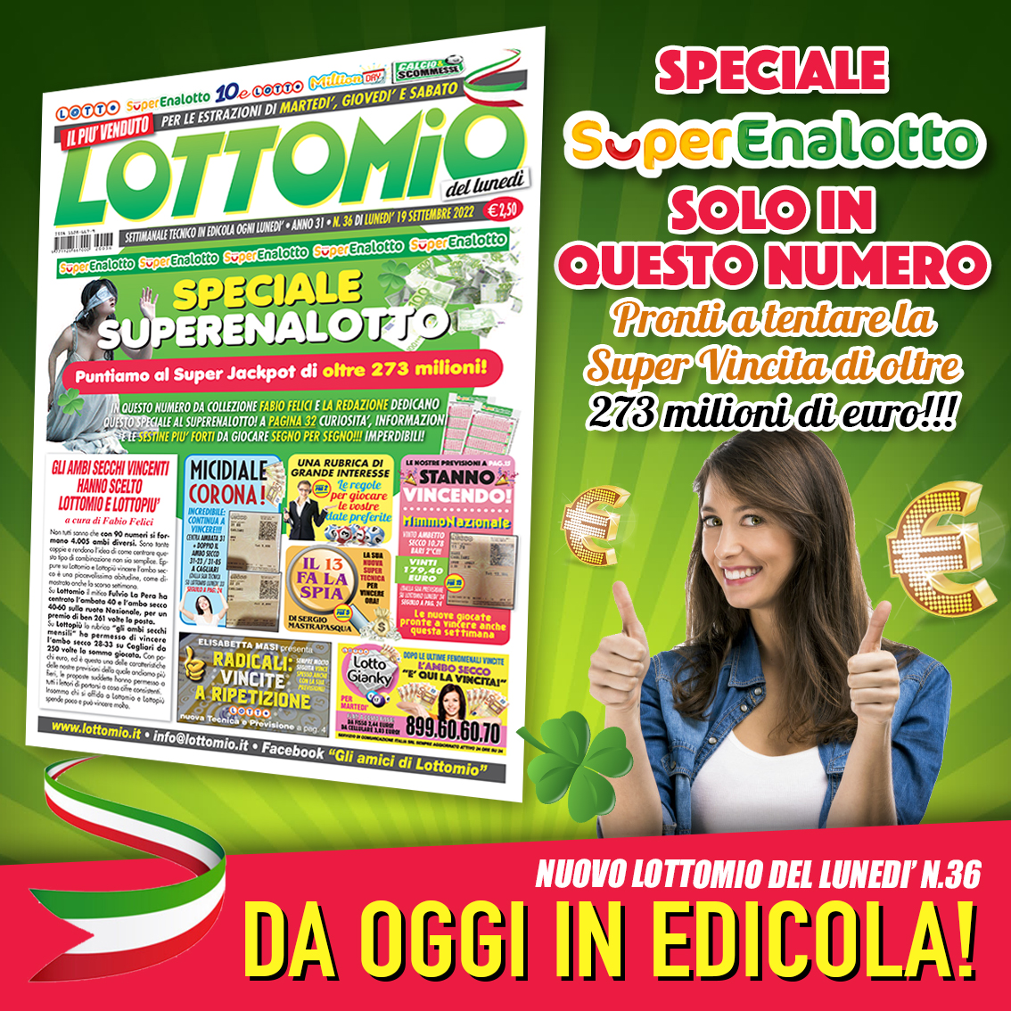 Lottomio del Lunedì n 36 ti aspetta in edicola con un appuntamento